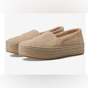 TOM’s Valencia Women's Oatmeal Suede Espadrille Platform Shoes Size 7.5